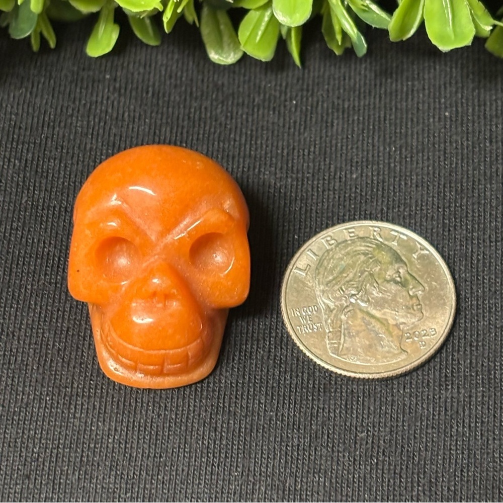 Orange Calcite Skull Crystal Carving - Picture 5 of 5
